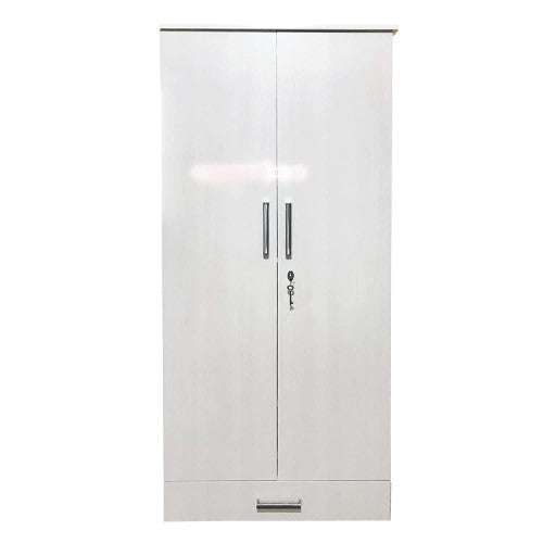 White 2 Door Wardrobe with Locker, 3 Drawers, 4 Shelves |2 Door Wardrobe for Bedroom | Wardrobe for Clothes | - Image 3