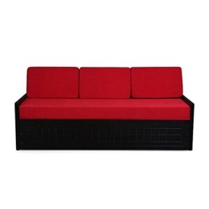 Square Textured Sofa Cum Bed (Red)