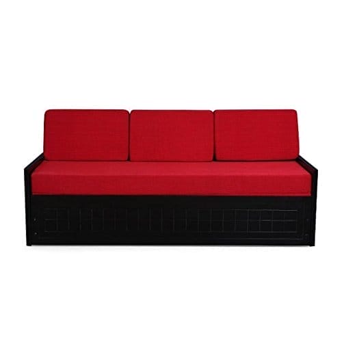 Square Textured Sofa Cum Bed (Red)