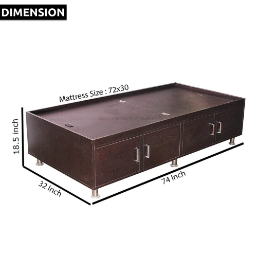 Engineered Wood Bed with Legs and Storage/Coffee Brown Wooden Bed - Image 4
