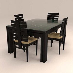 Fishboned Styled Glass Dinning Set with 4 Seaters
