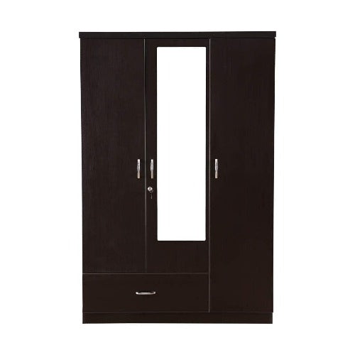 Walnut Colour 3 Door Wardrobe With 2 Drawers , Shelves And Hanging Space For Clothes | Wardrobe For Clothes - Image 3