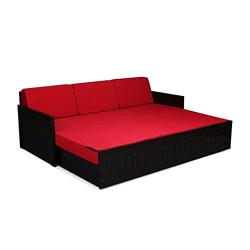 Square Textured Sofa Cum Bed (Red) - Image 3