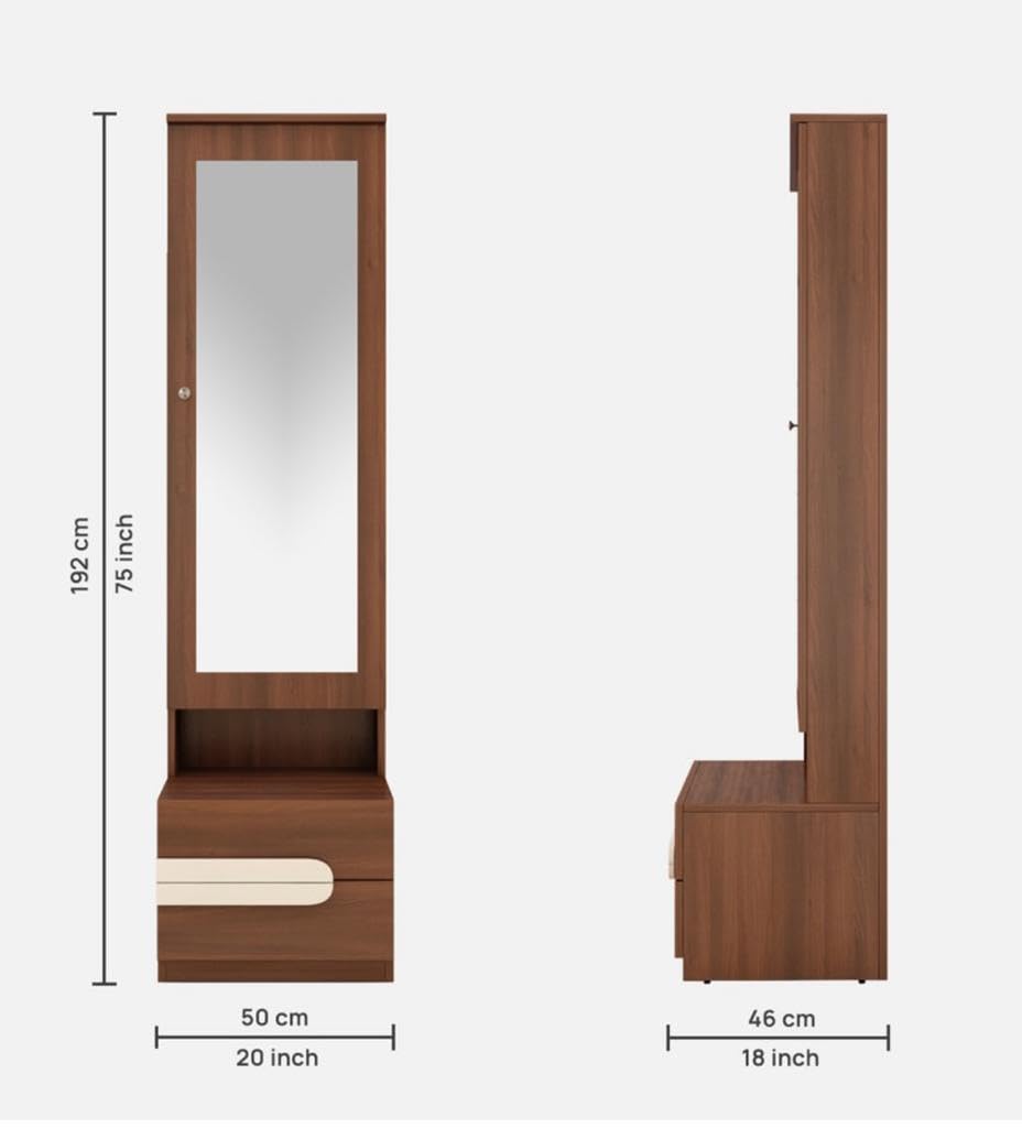 CASPIAN Furniture Engineered Wood Rainforest Brown & Frosty White (Handles) with Mirror 6 Shelves and 2 Drawers || Dressing Table || Makeup Table || Bedroom Organizer - Image 5