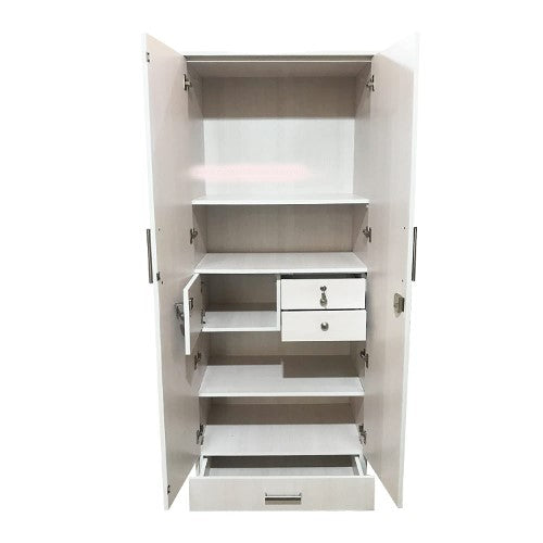 White 2 Door Wardrobe with Locker, 3 Drawers, 4 Shelves |2 Door Wardrobe for Bedroom | Wardrobe for Clothes | - Image 5