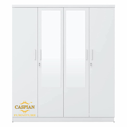 Super White 4 Door Wardrobe with 2 Mirrors|Wardrobe for 2 Persons |Drawers and Lock, 3 Shelves and Hanging Space for Clothes(60" *17*"75 inch) - Image 3