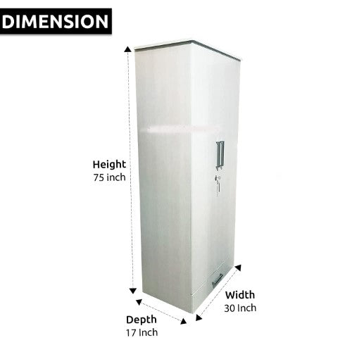 White 2 Door Wardrobe with Locker, 3 Drawers, 4 Shelves |2 Door Wardrobe for Bedroom | Wardrobe for Clothes | - Image 4