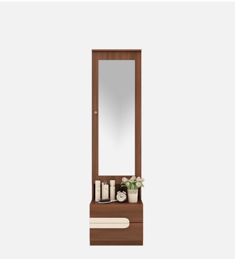CASPIAN Furniture Engineered Wood Rainforest Brown & Frosty White (Handles) with Mirror 6 Shelves and 2 Drawers || Dressing Table || Makeup Table || Bedroom Organizer - Image 3