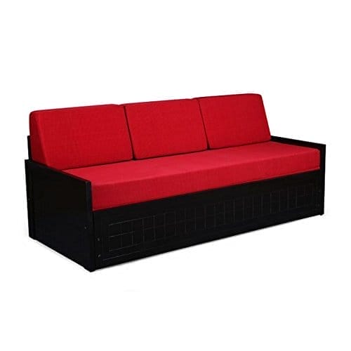 Square Textured Sofa Cum Bed (Red) - Image 5