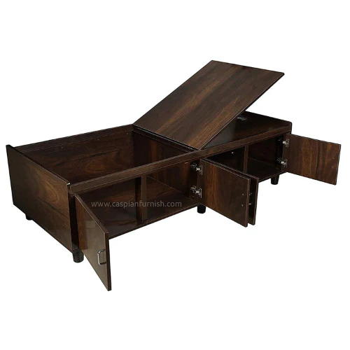 Engineered Wood Bed with Legs and Storage/Coffee Brown Wooden Bed - Image 3