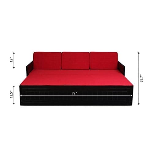 Square Textured Sofa Cum Bed (Red) - Image 6