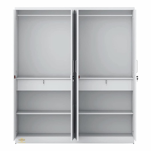 Super White 4 Door Wardrobe with 2 Mirrors|Wardrobe for 2 Persons |Drawers and Lock, 3 Shelves and Hanging Space for Clothes(60" *17*"75 inch) - Image 5