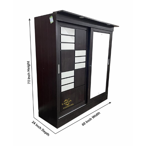 Wardrobe with 2 Sliding Door for Bedroom and Large Mirror | 4 Door Wardrobe - Image 7